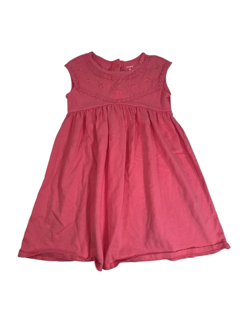 Carters Toddler Girls Pink Dress Sleeveless Embroidered Play Dress Size 5T